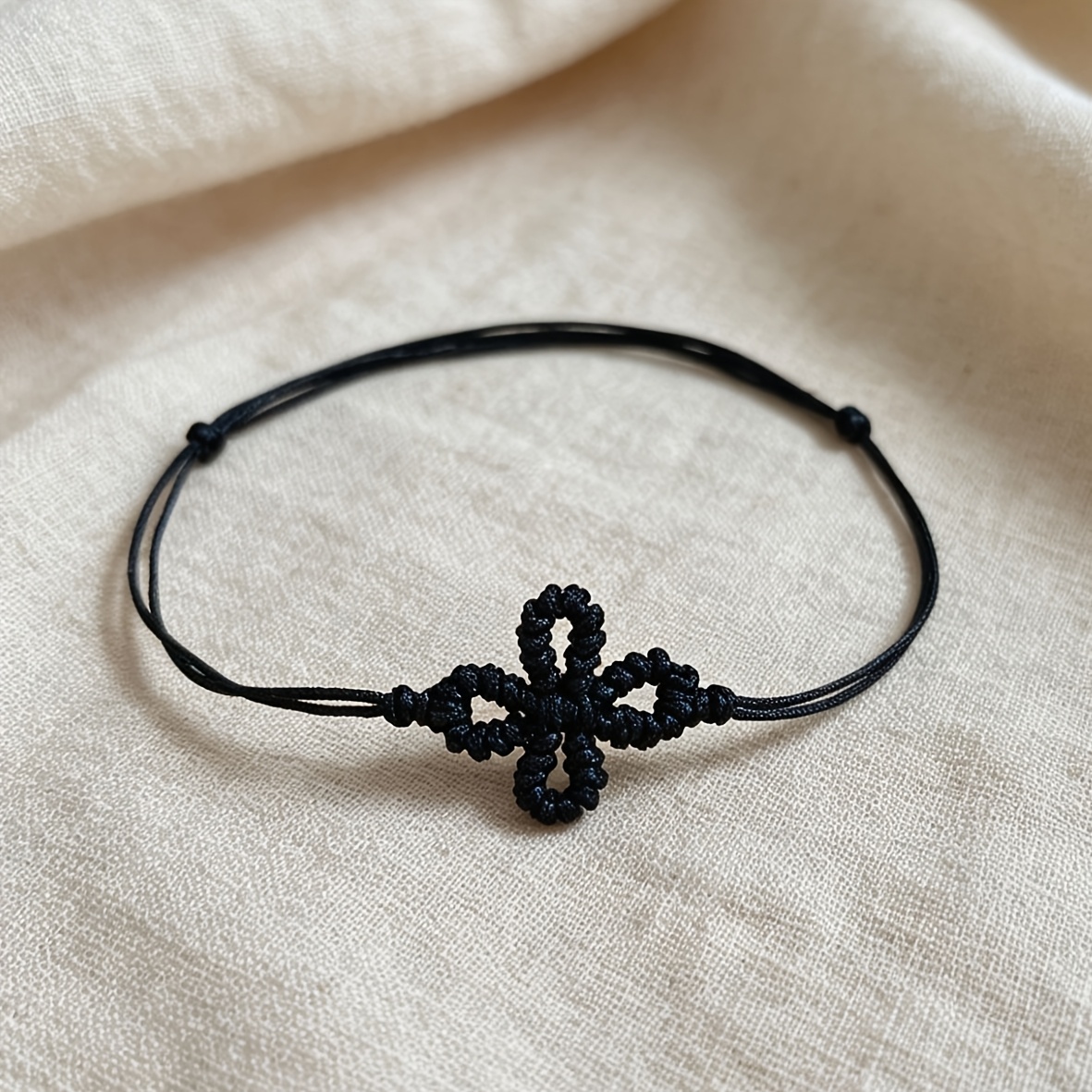 Stylish High-End Four-Leaf Clover Handmade Woven Stretch Bracelet Anklet